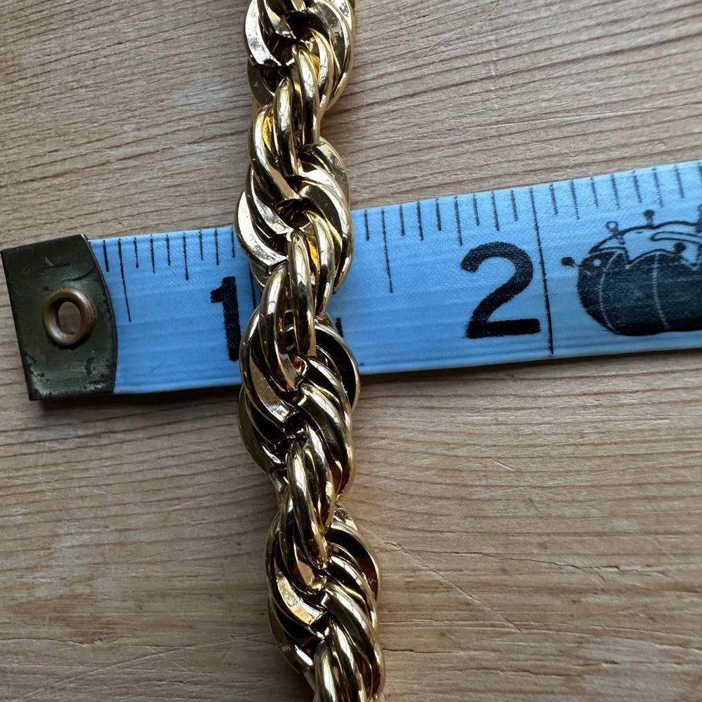 Gold Rope Chunky Chain Necklace with Classic Rope Design - Picture 10 of 15